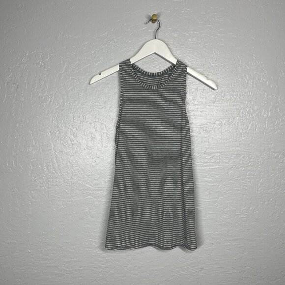 lululemon athletica Tops - Lululemon Women 4 Gray White All Tied Up Tank Striped Open Back Athletic Workout